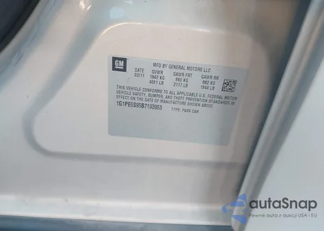 2011 Chevrolet Cruze Lt from USA, damaged, VIN 1G1PE5S95B7193953